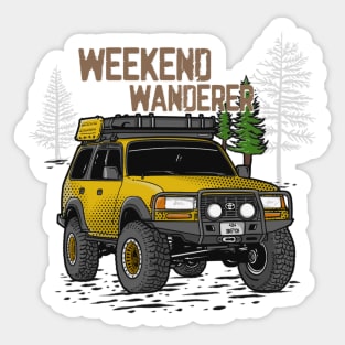 Toyota Land Cruiser Weekend Wanderer - Yellow Toyota Land Cruiser for Outdoor Enthusiasts Sticker